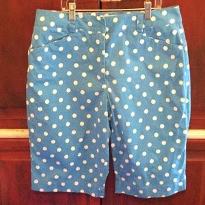 Talbots Shorts Sz 8 Sky Blue w/White Polka Dots